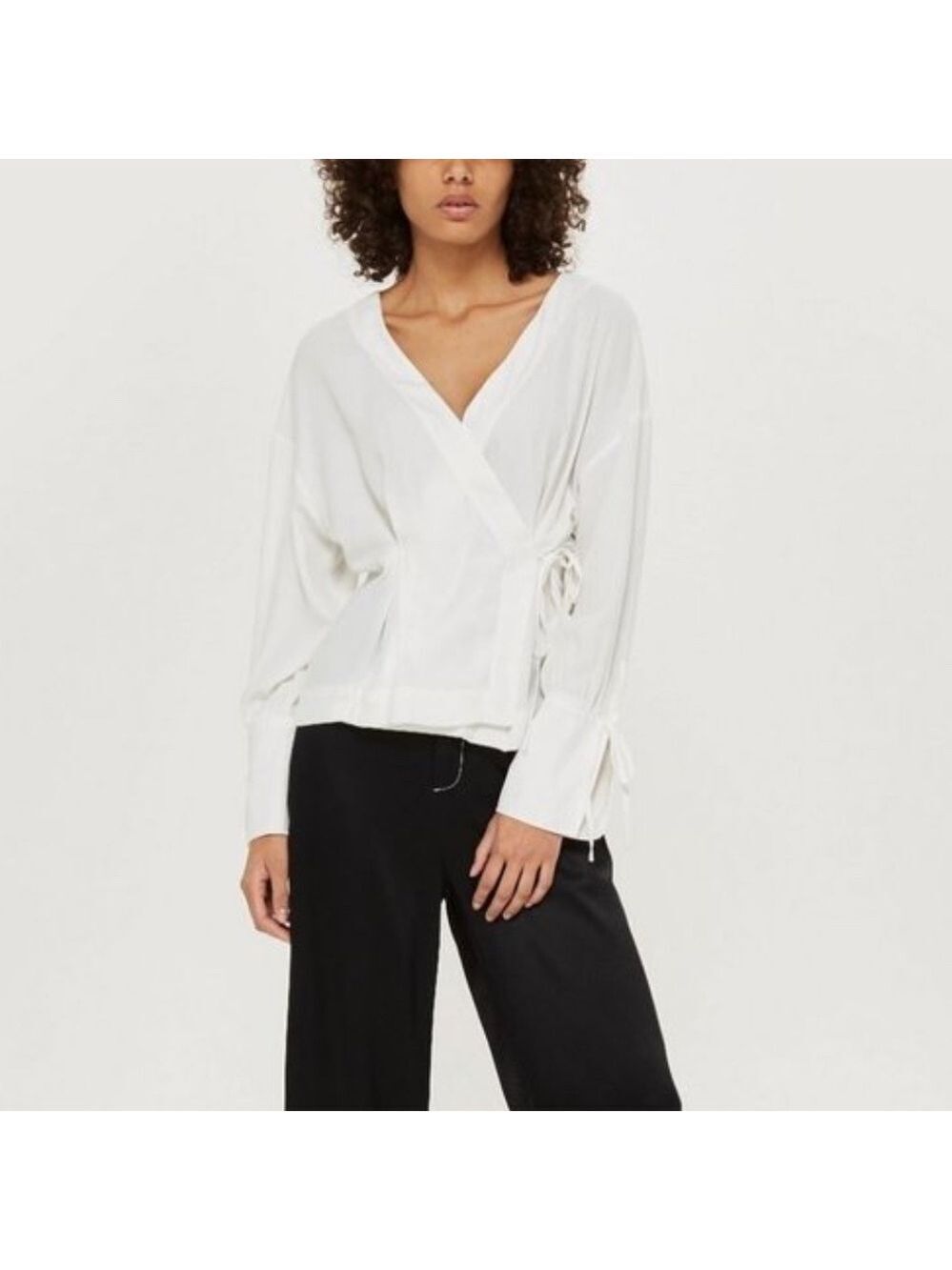 Topshop Tie Sleeve Wrap Blouse